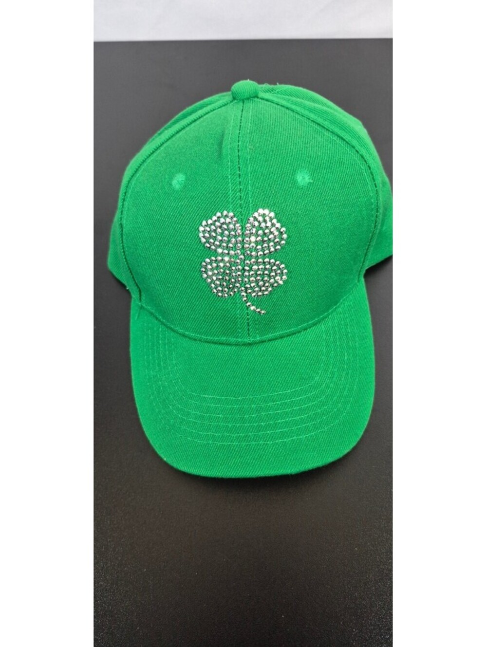 Green Rhinestone Shamrock Clover St Patrick’s Day Baseball Cap